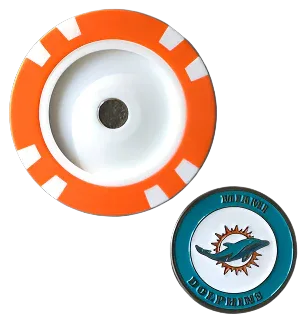 Officially Licensed Miami Dolphins Poker Chip Ball Marker - GOLF LEAGUE