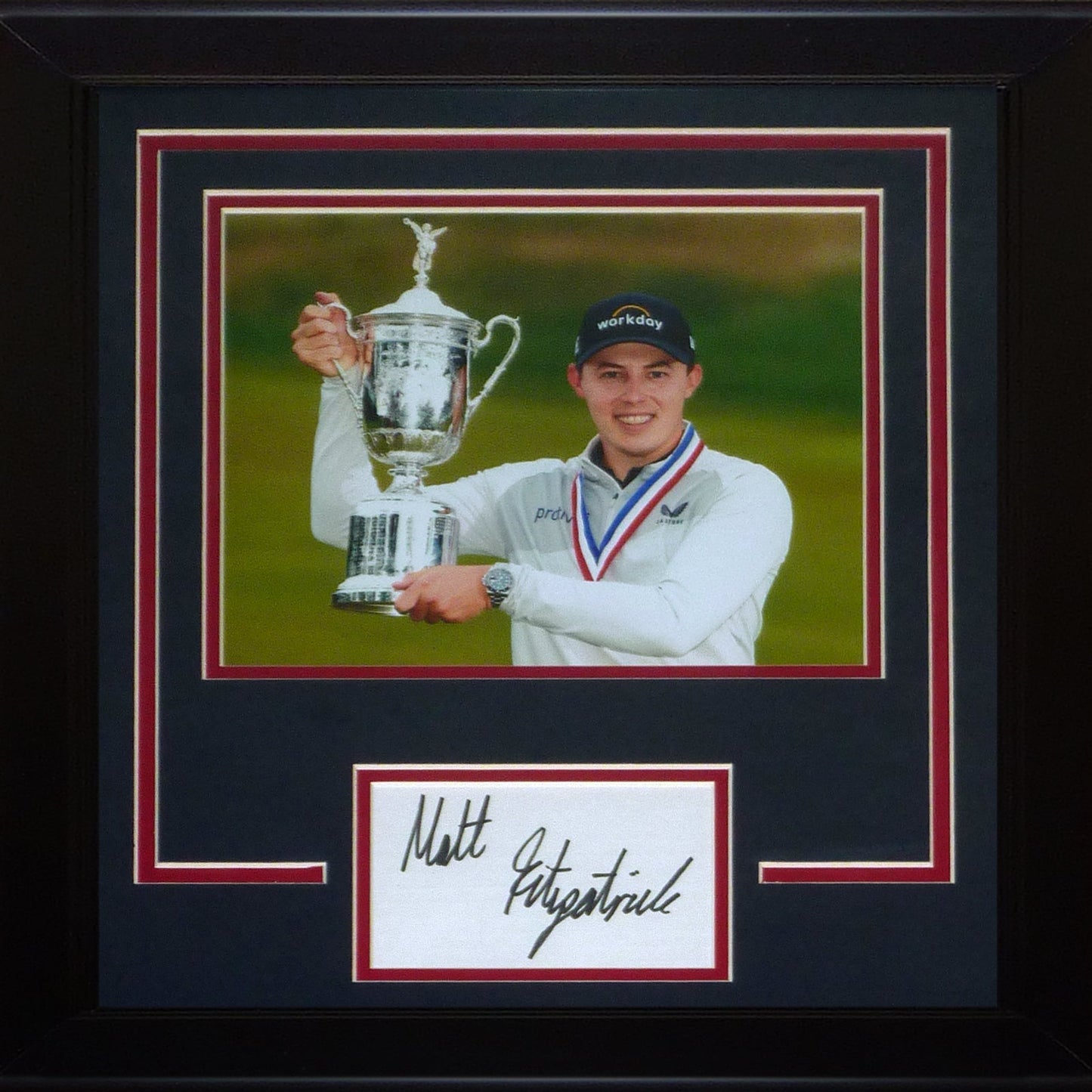 Matt Fitzpatrick Autographed Golf (2022 US Open Trophy) Signature Series Frame - JSA