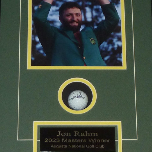 Jon Rahm Autographed 2023 Masters Champion Golf Ball Shadowbox Frame - JSA