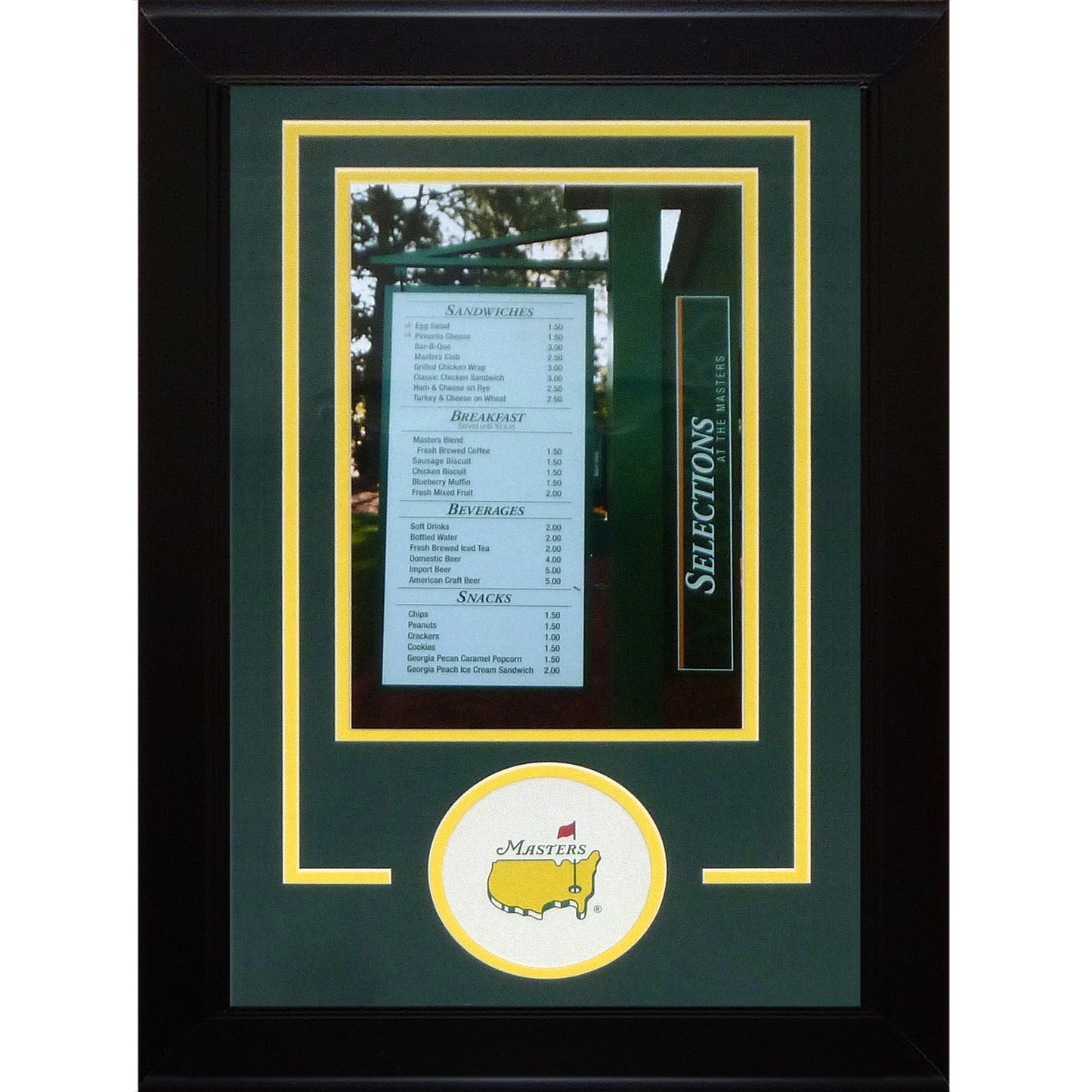 Masters Concessions 8x12 Poster Deluxe Framed with Augusta National Coaster