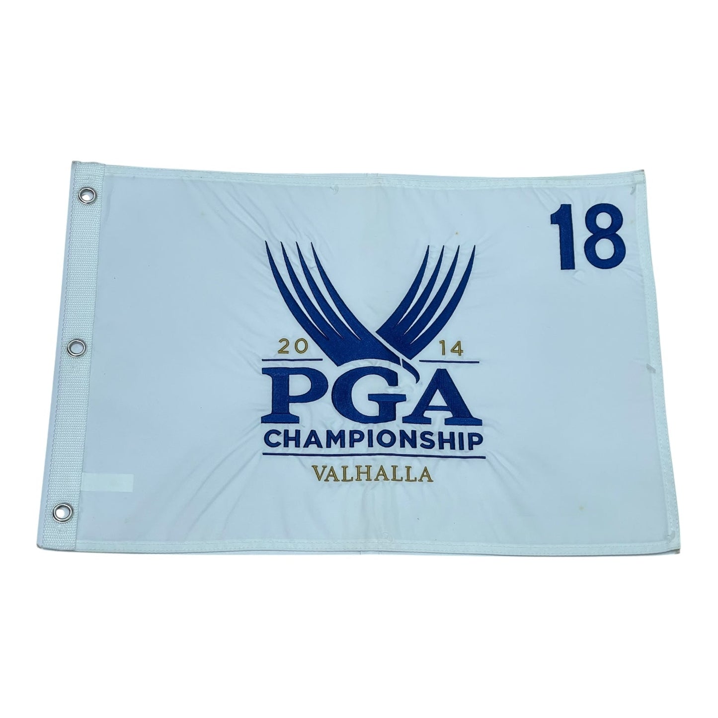 2014 PGA Championship Valhalla (White Embroidered) Unsigned Golf Pin Flag - Rory McIlroy Champion