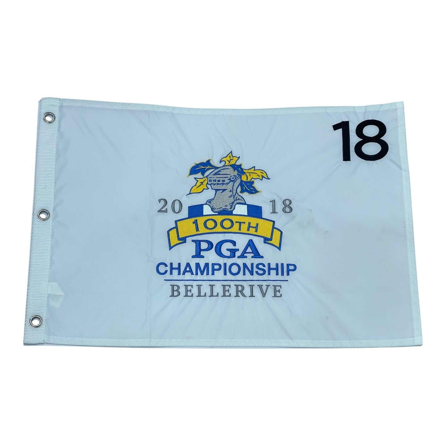 2018 PGA Championship Bellerive (White Embroidered) Unsigned Golf Pin Flag - Brooks Koepka Champion