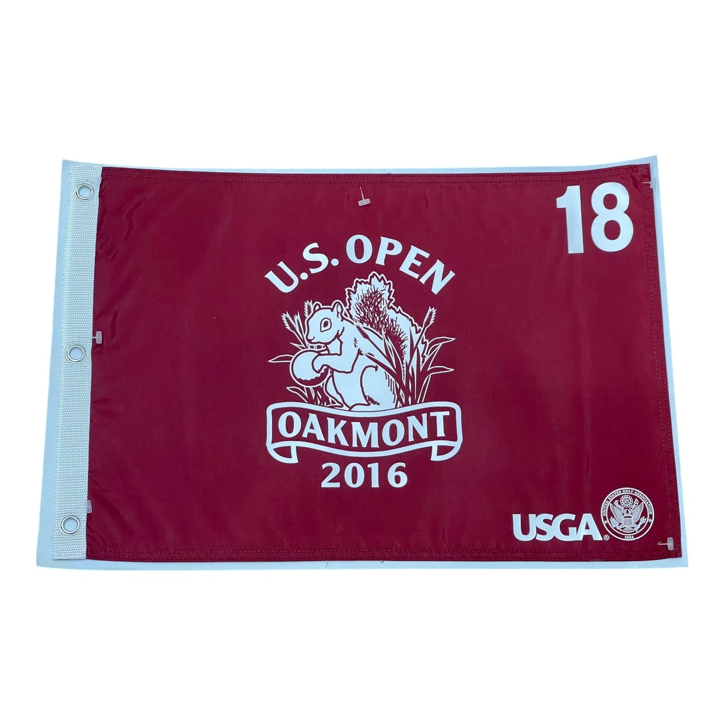 2016 U.S. Open Oakmont (Red) Unsigned Golf Pin Flag - Dustin Johnson Champion