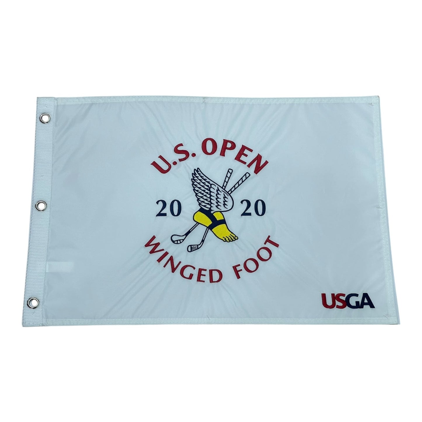 2020 U.S. Open Winged Foot (White Embroidered) Unsigned Golf Pin Flag - Bryson DeChambeau Champion