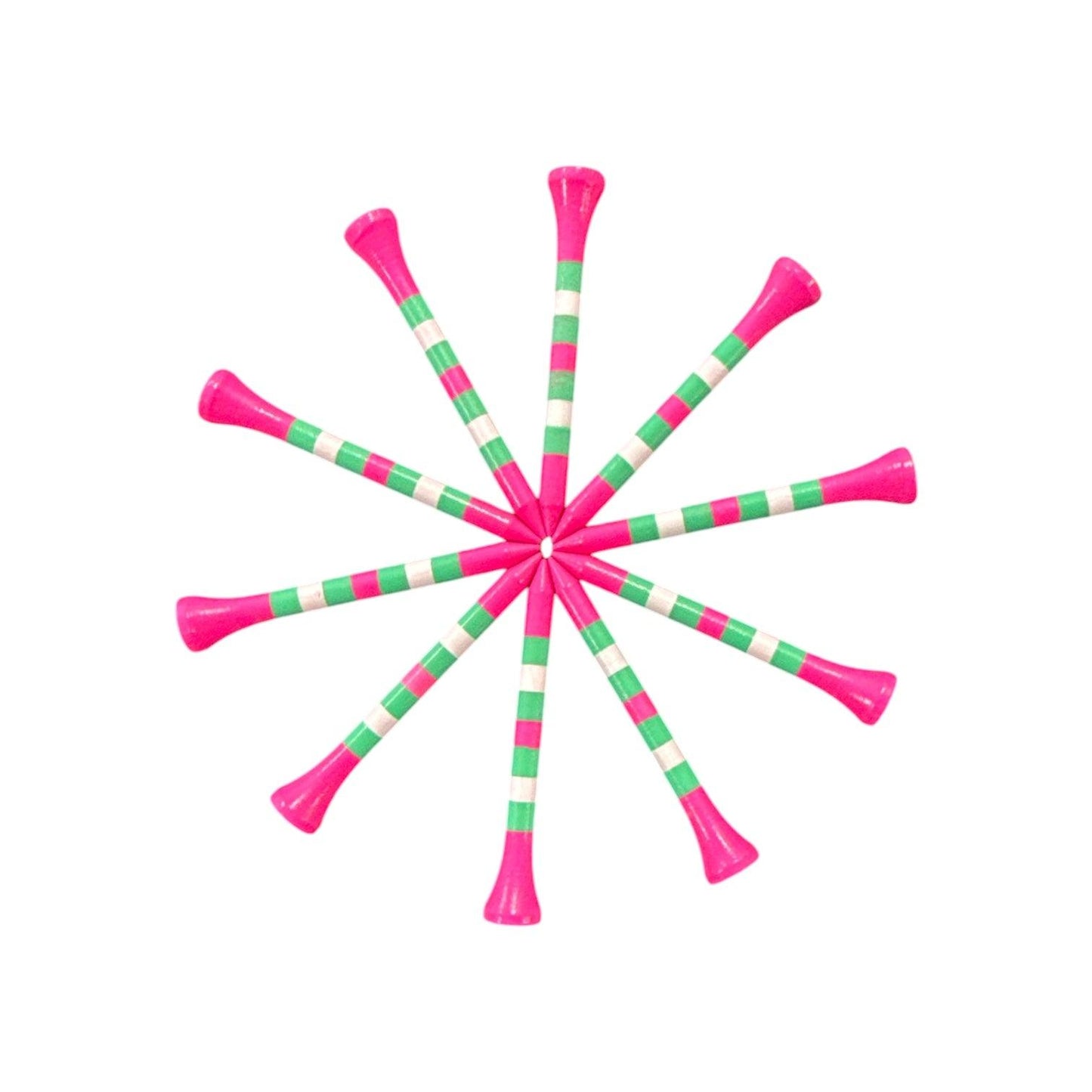 Pink Green Stripe Premium Wooden Golf Tees | 2 3/4” Standard Size | 45 Pack Set | Durable Painted Wood Tees | Unique Designs