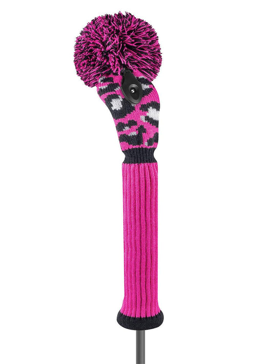 Hot Pink & Black Leopard Knit Fairway Wood Headcover - Just4Golf