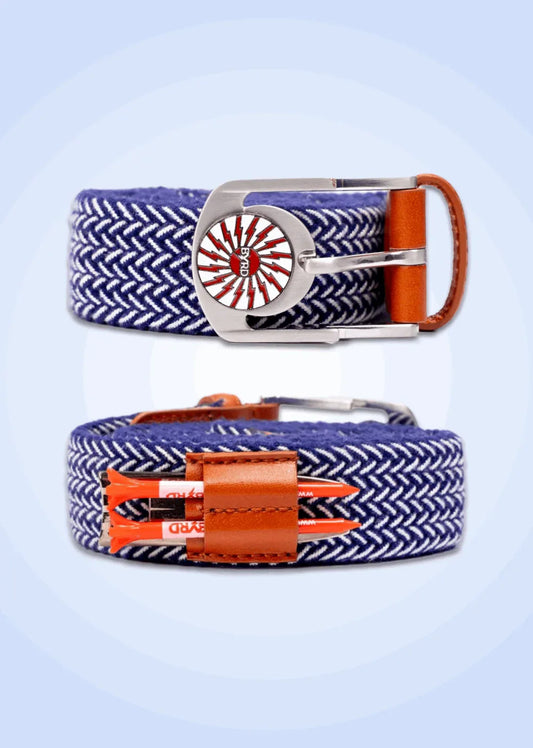 THE BRAIDED BYRD GOLF BELT - Blue/White: Gear Organizing Belt - GOLF LEAGUE