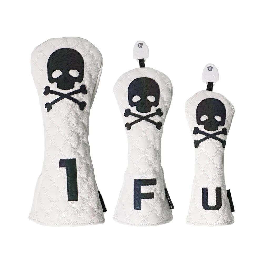 Golf Wood Cover Skull For Driver Fairway Hybrid Waterproof Protector Set PU Leather Soft Durable Golf Club Covers