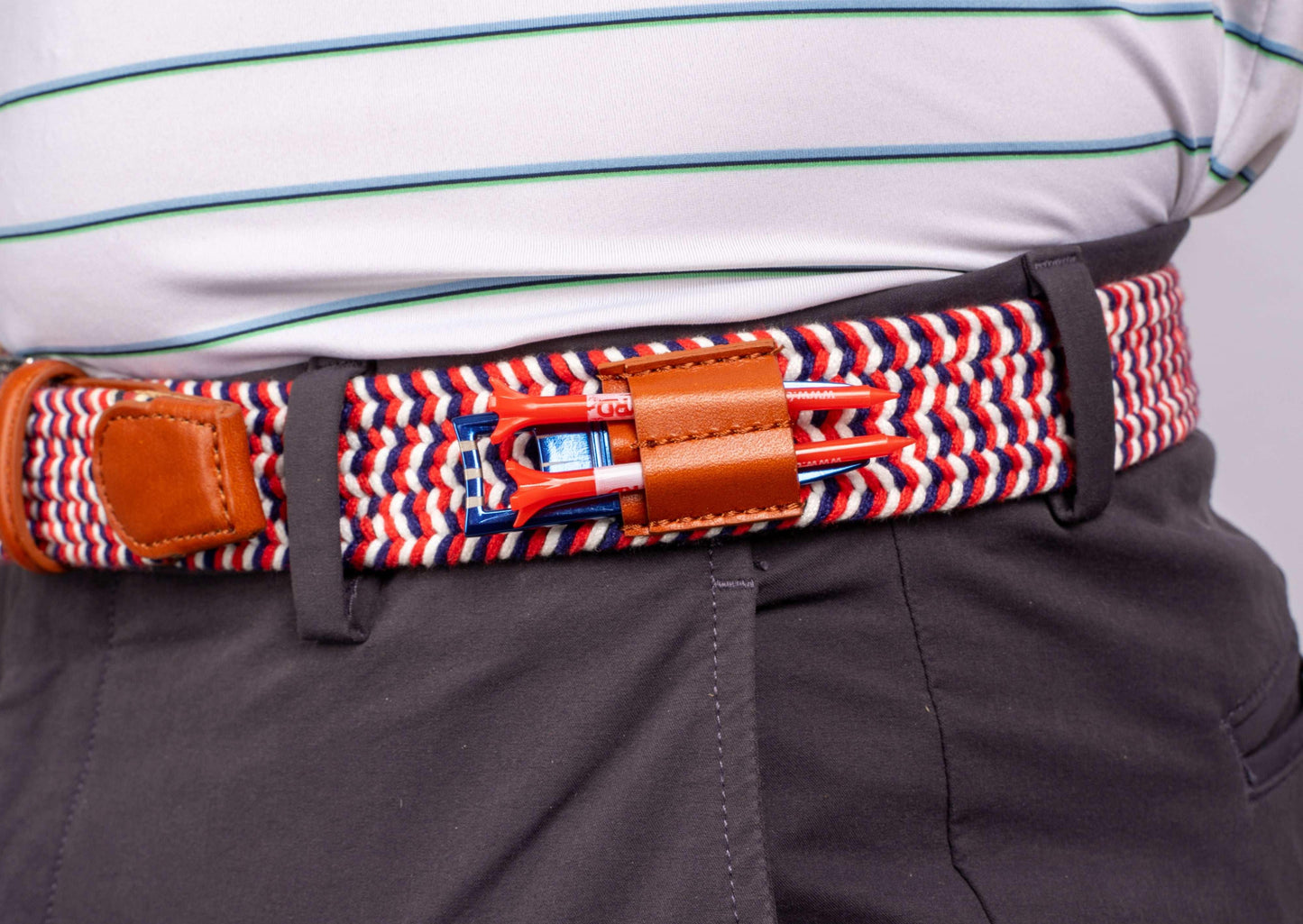 THE BRAIDED BYRD GOLF BELT - Red/White/Blue: Award Winning Belt - GOLF LEAGUE