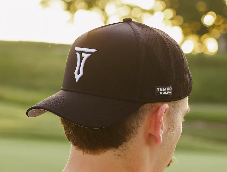 Iconic T 5 Panel Snapback Hat - Black - GOLF LEAGUE