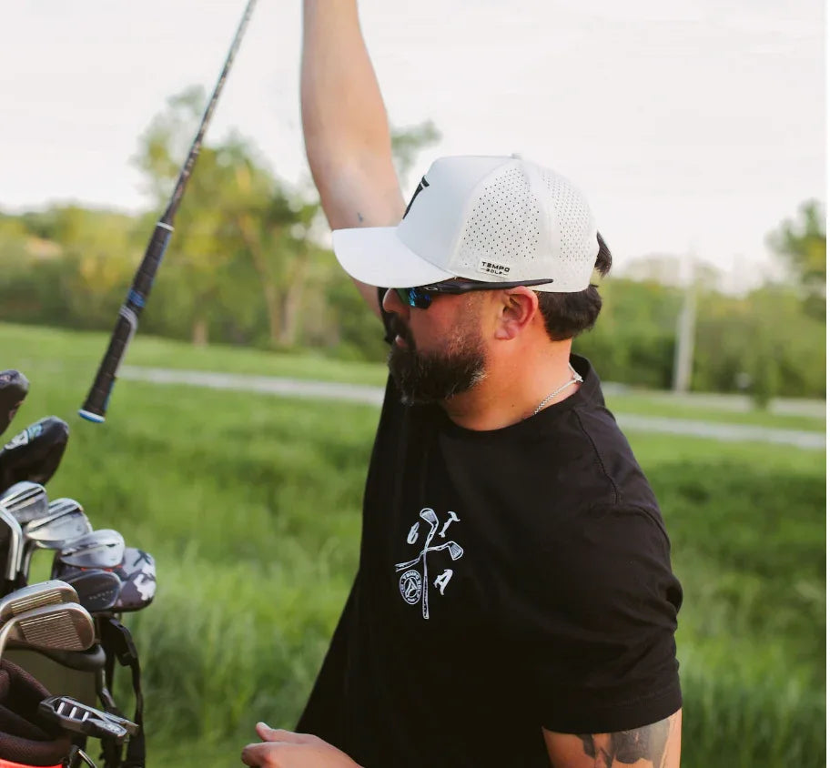 Iconic T 5 Panel Snapback Hat - White - GOLF LEAGUE