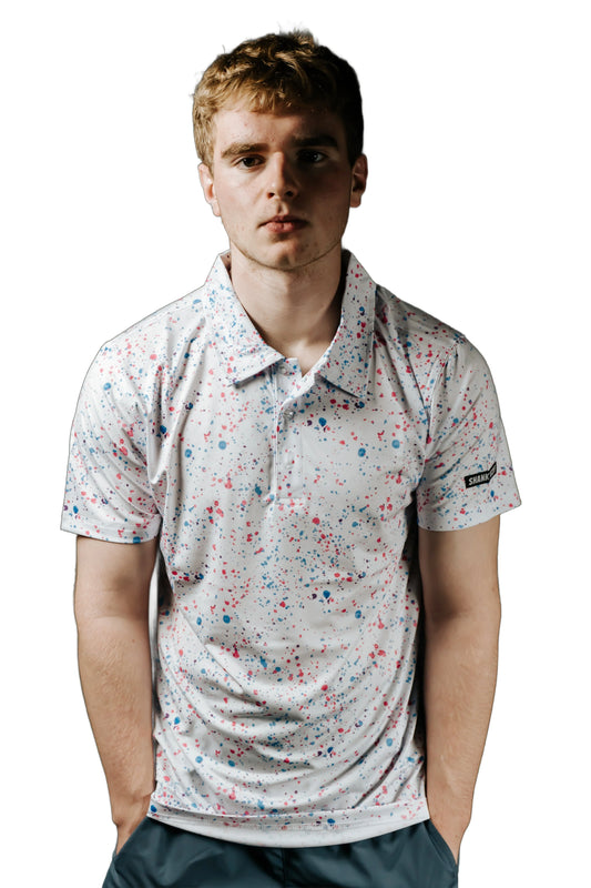 Paint Splatter Polo White - GOLF LEAGUE