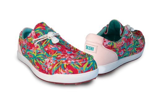 SKŌNI Women's Golf Shoe Waterproof- Pink Floral - GOLF LEAGUE