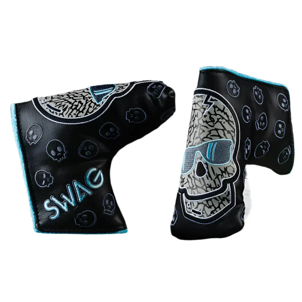 Swag Golf - Elephant Skull Black & Aqua Blade Putter Headcover - GOLF LEAGUE