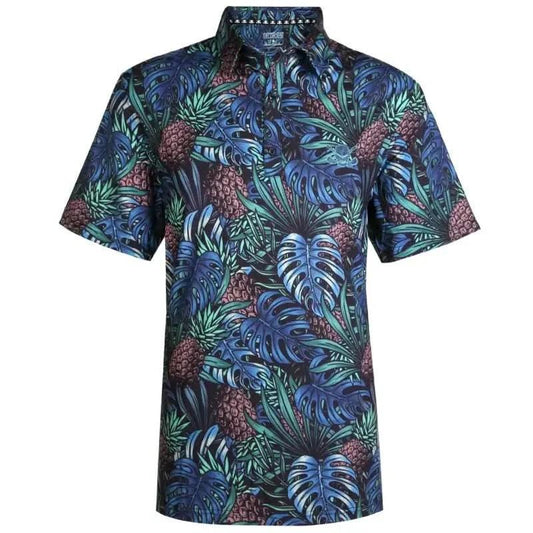 Aloha Cool-Stretch Men's Hawaiian Golf Shirt (Green)