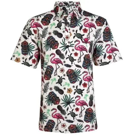 Aloha Cool-Stretch Men's Hawaiian Golf Shirt (Tiki)