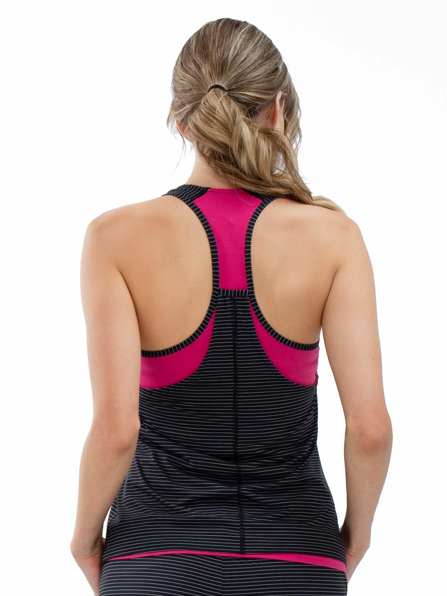 Aubrey Double Layer Athleisure Tank - Fuchsia/Black - GOLF LEAGUE