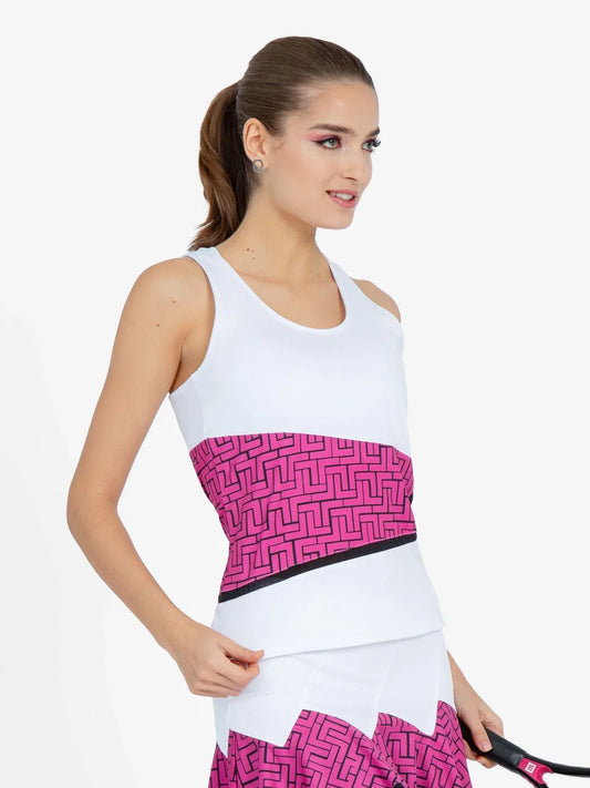 Baseline Tank - White/Pink Tessel - GOLF LEAGUE