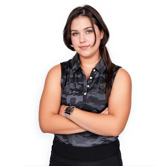 black-camo-womens-polo-sleeveless-840786 - GOLF LEAGUE