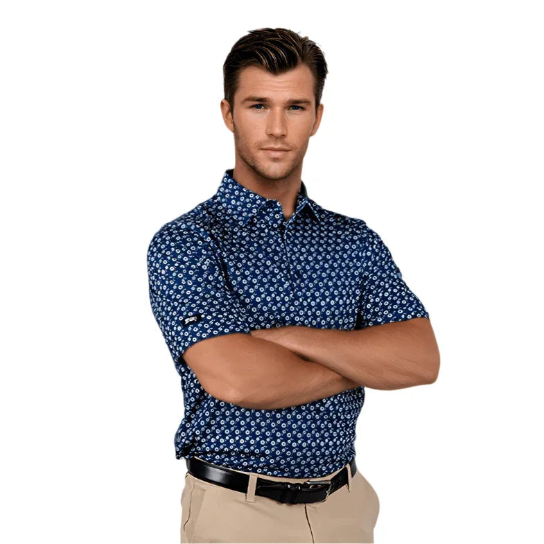 Blue Floral Men's Polo - GOLF LEAGUE