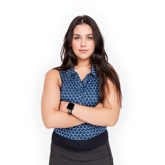 blue-floral-womens-polo-sleeveless-544769 - GOLF LEAGUE