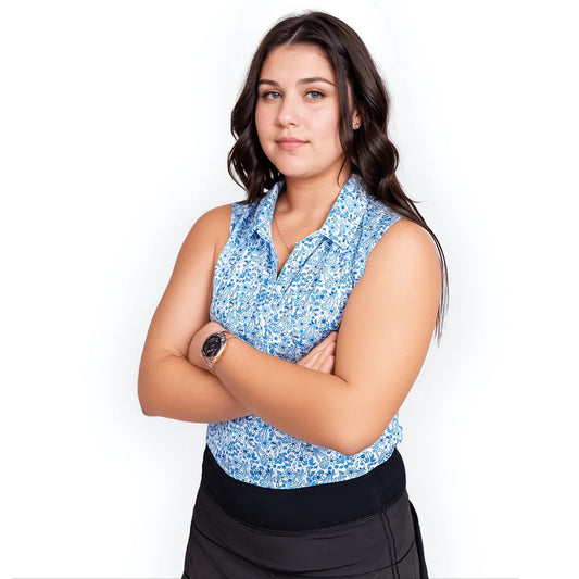 Blue Paisley Women's Polo (Sleeveless) - GOLF LEAGUE
