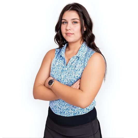 blue-paisley-womens-polo-sleeveless-948668 - GOLF LEAGUE