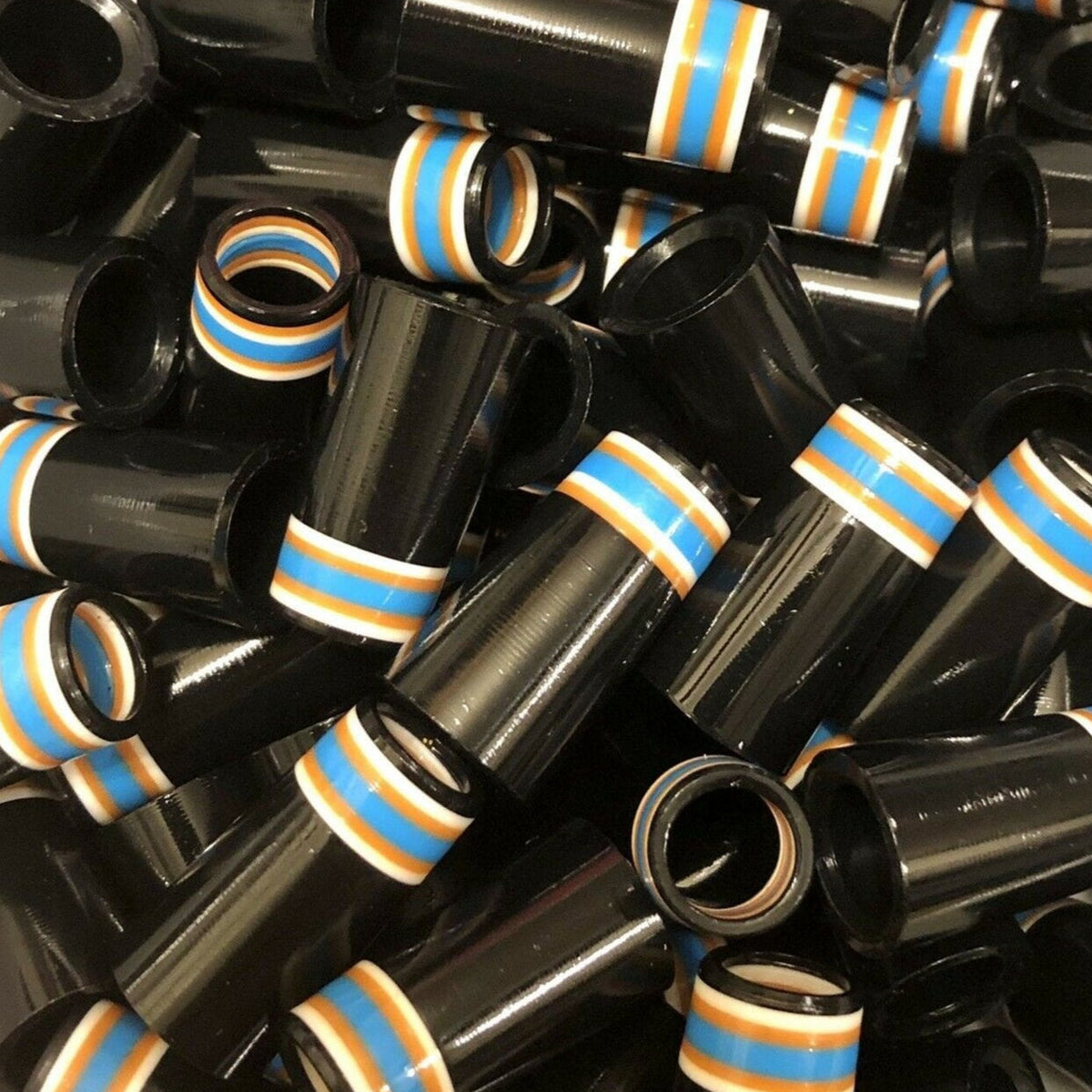 Premium Quality Iron Ferrules Black w/ White, Orange & Blue Rings 1”