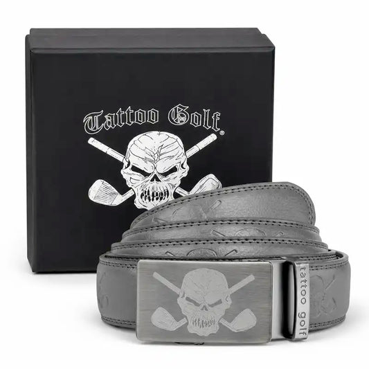 Leather Ratchet Belt - One Size Fits Most (Grey)