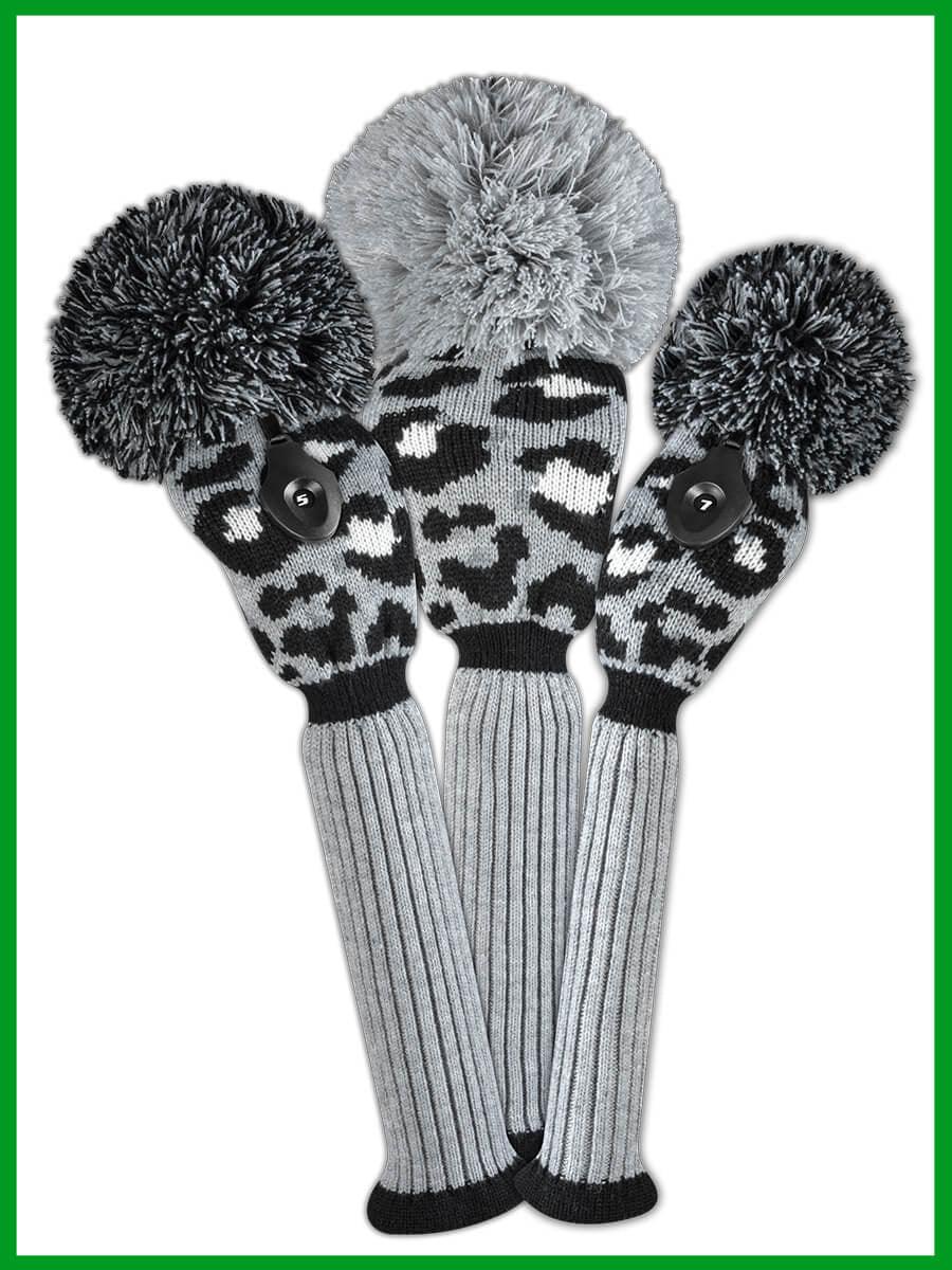 Gray, Black & White Leopard Headcover Set - Just4Golf
