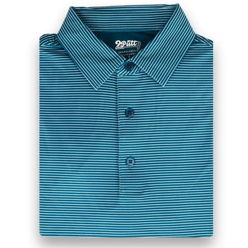 Dark Blue Stripe Men's Polo - GOLF LEAGUE
