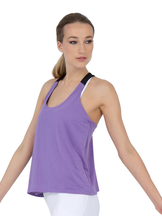 Double-Layered "T" Racer Back Camila Tank - Lavender/Black - GOLF LEAGUE