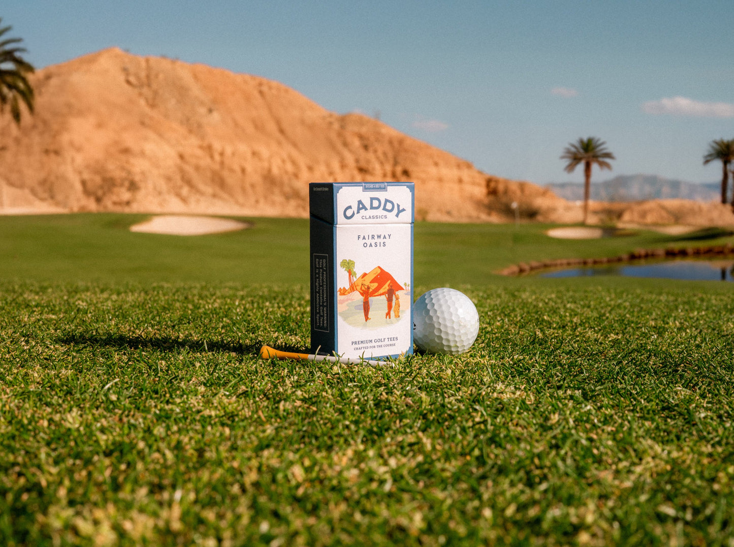 Fairway Oasis | Golf Tee Holder + 10 Bamboo 3¼ Inch Tees