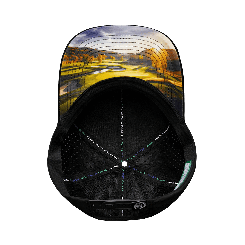 Golf Hat - Baseball Hat Fit - Black - Laser Mesh