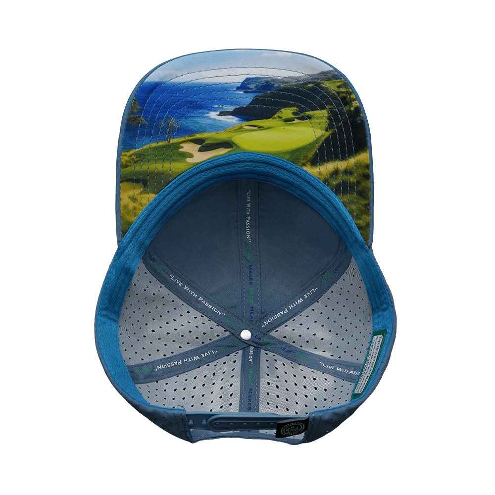 Golf Hat - Baseball Hat Fit - Cork - Slate Blue - Laser Mesh