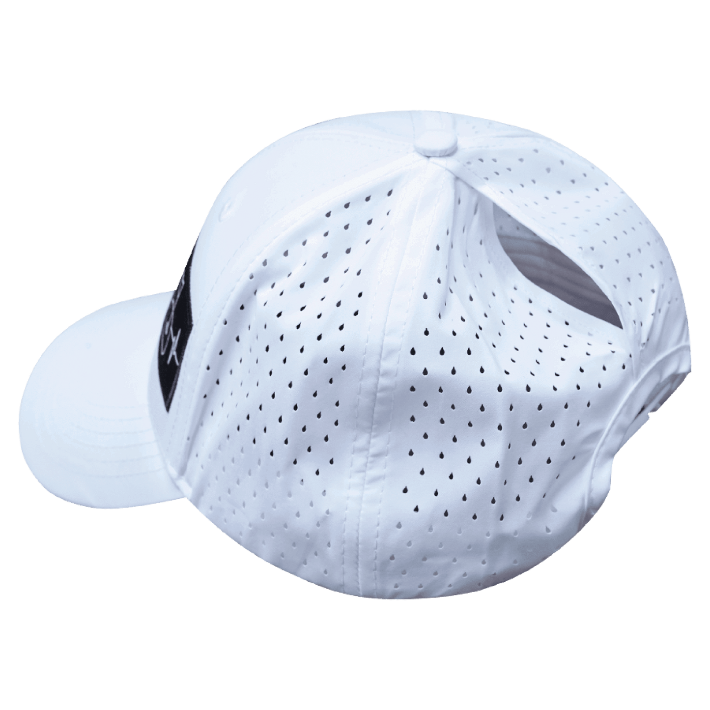Golf Hat - Low Profile - Ponytail - White - Laser Mesh