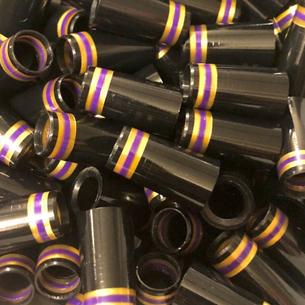 Premium Quality Iron Ferrules Black w/ Purple & Gold Rings 1”