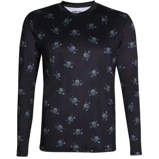Golf Long Sleeve Undershirt with Skulls (Black/Charcoal)