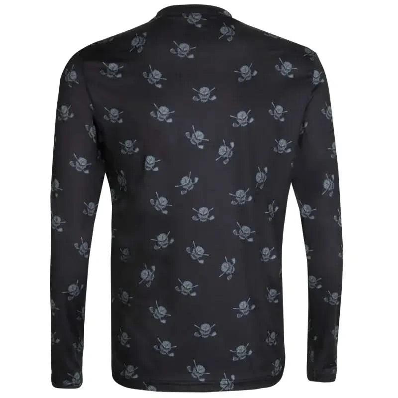 Golf Long Sleeve Undershirt with Skulls (Black/Charcoal)