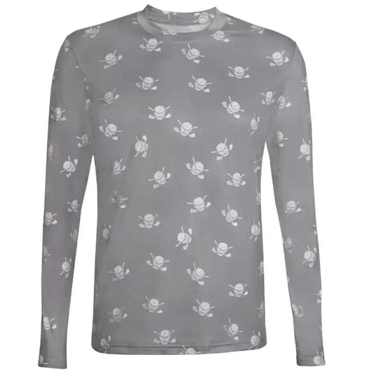 Golf Long Sleeve Undershirt with Skulls (Grey/White)