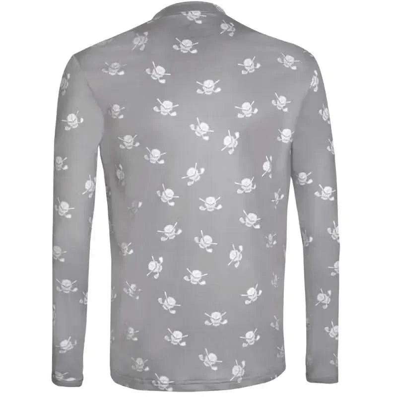 Golf Long Sleeve Undershirt with Skulls (Grey/White)