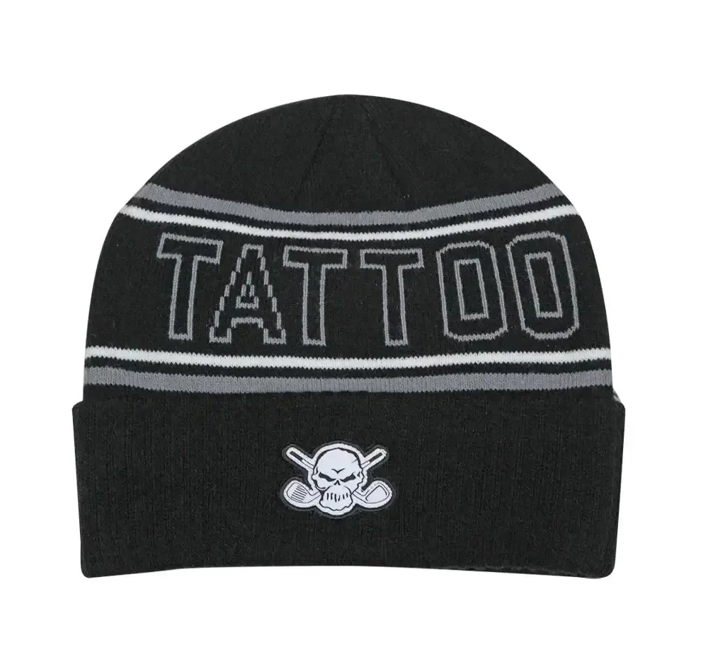 Cuffed 'Tattoo' Knit Beanie (Tattoo Black)