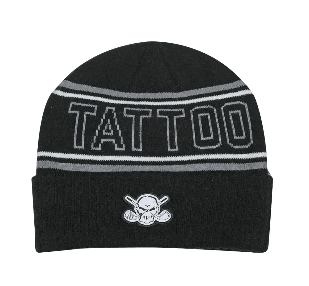 Cuffed 'Tattoo' Knit Beanie (Tattoo Black)
