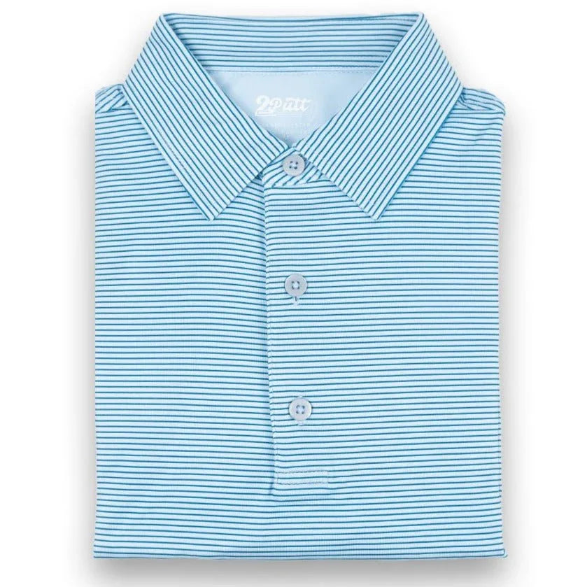 Light Blue Stripe Men's Polo - GOLF LEAGUE