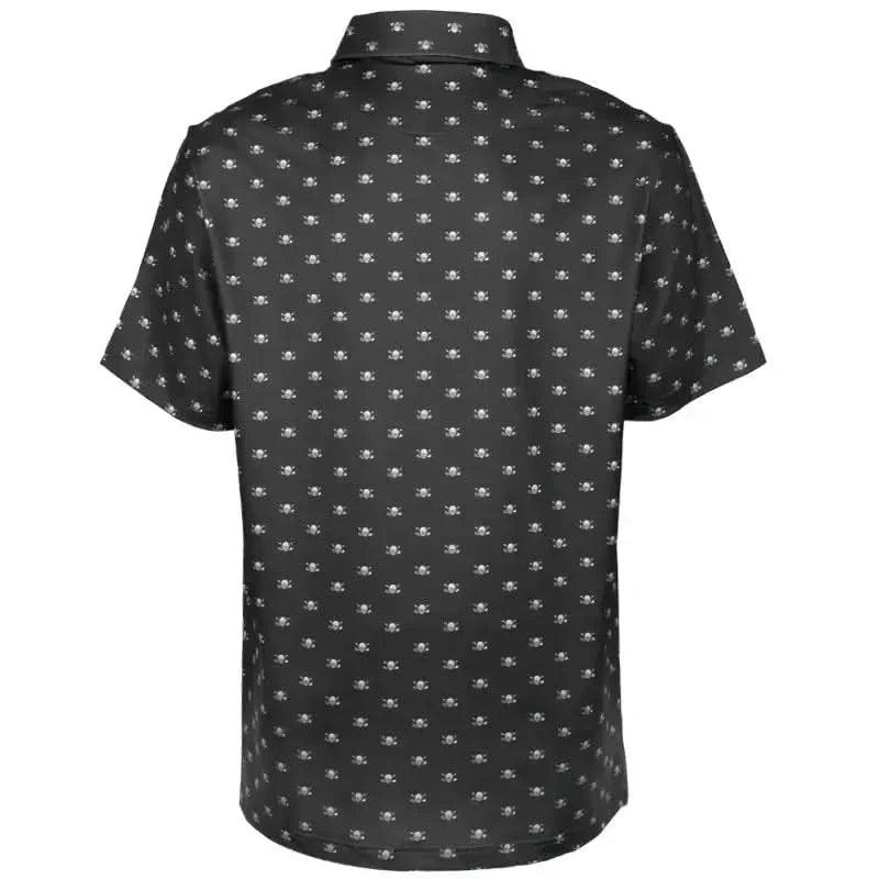 Micro Skull Cool-Stretch Men's Golf Shirt (Black)