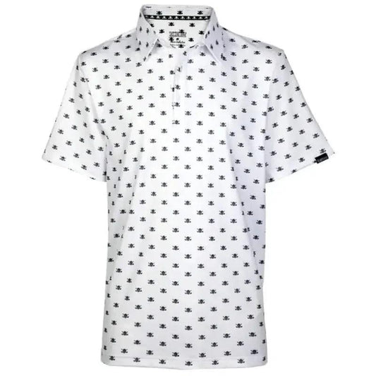 Micro Skull Cool-Stretch Men's Golf Shirt (White)