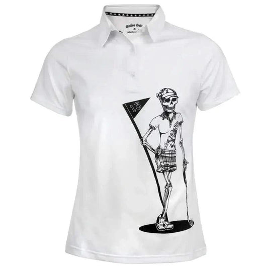 Ladies Mrs. Bones Golf Shirt (White)