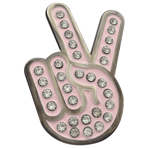 Peace Sign Hand Gesture Crystal Ball Marker & Hat Clip by ReadyGOLF