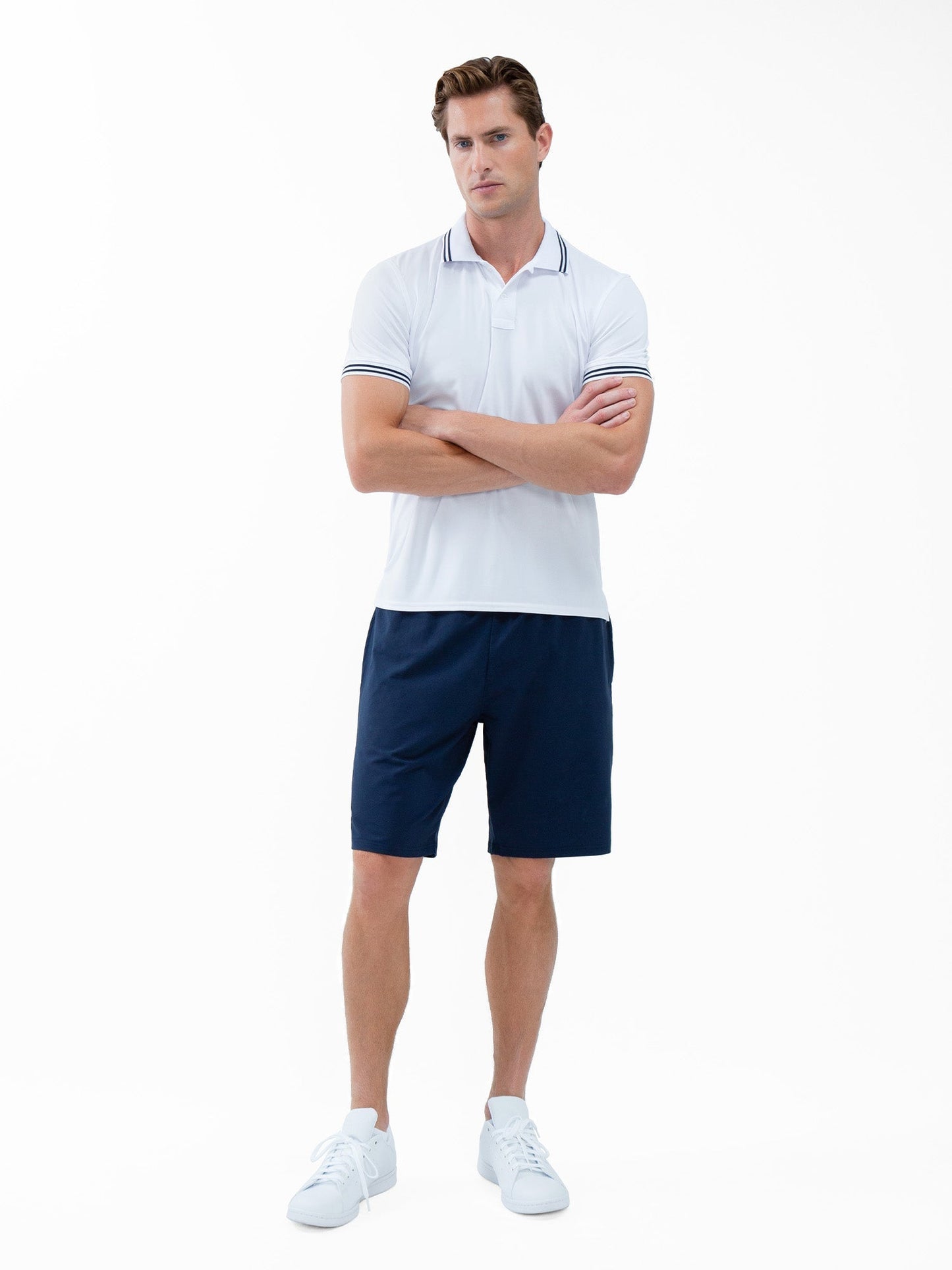 Performance Men's Classic Tennis Rib Collar Polo - White/Midnight