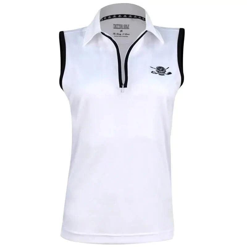 Sleeveless Cool-Stretch Women's Golf Shirt (White/Black)
